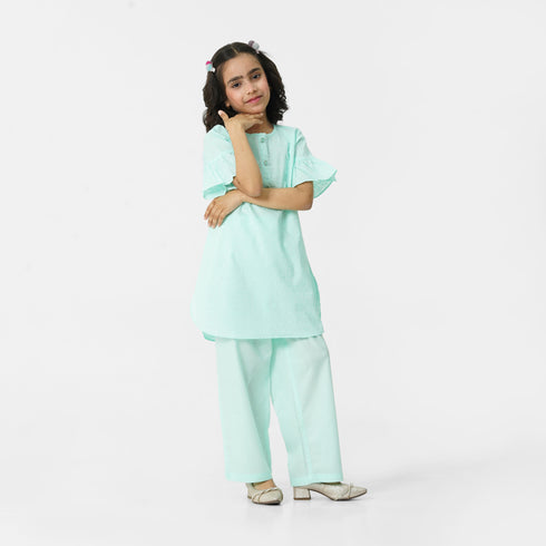 Sky Blue Embroidered 3pc Set